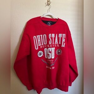 Vintage OHIO State Buckeyes OSU Graphic‎ Crewneck Sweater Sz L Tall Oversize Red